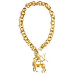 Schiaparelli Gold Sagittarius Archer Necklace – Large Zodiac Pendant, Unisex